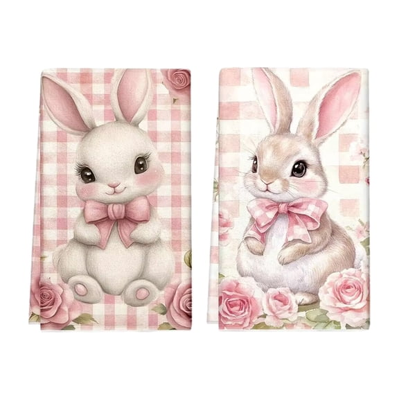 Easter Kitchen Towels, Easter Towels Set of 2, Happy Easter Dish Hand Tea Towels for Bathroom Kitchen Spring Housewarming Gifts Decorations for Home