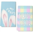 thumbnail image 1 of Easter Kitchen Towels Set of 2,Buffalo Plaid Bunny Ears My Peeps Dish Towels 18x26 Inch Drying Dishcloth,Farmhouse Holiday Seasonal Spring Decorations, 1 of 6