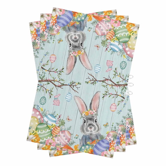 Easter Kitchen Towels Set of 3, Water Absorbent Dish Towel, Country Spring Botanical Eggs Trees Wooden Grain Decorative Hand Towels - Quick Drying Cloth for Cooking Baking, 18x28 Inch