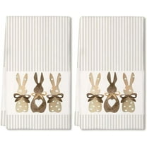 Easter Kitchen Towels Set of 2,Beige Bunny Dish Towels 18x26 Inch Drying Dishcloth,Farmhouse Home Seasonal Spring Decorations