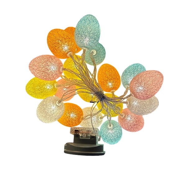 Easter LED Egg String Lights, Colorful Cotton Thread Egg Fairy Lights 9.84Ft 20 LEDs, Decorative Spring Holiday Light Strand for Party, Home, Window, Tabletop, Seasonal Ambient Night Lighting