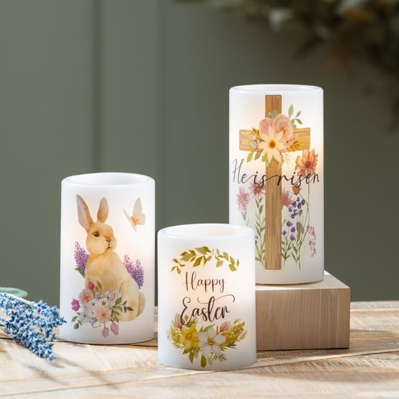 Easter LED Glass Wax Candle Set