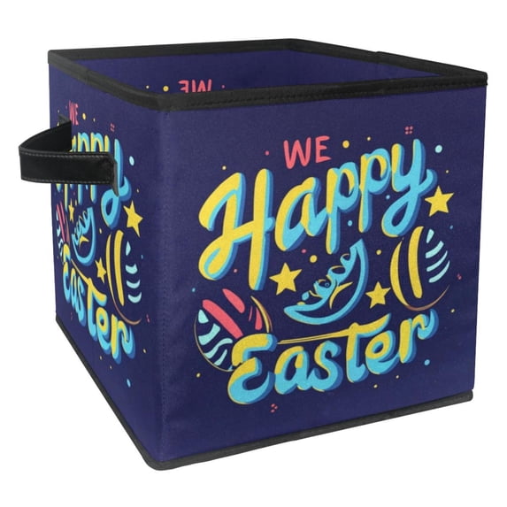 Easter Large Capacity Foldable Storage Baskets with Handle, 10.8"x10.5"x10.6", Toy Storage Cube Organizer Storage Containers