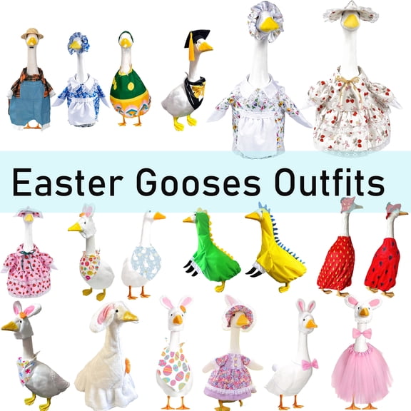 Easter Lawn Goose Costume for 23 Inch Goose Statue, Porch Goose Outfit with Hat, Spring Patio and Garden Display, Festive Easter Goose Clothes, Decorative Outdoor Goose Outfit, HAODEJW