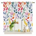 thumbnail image 1 of Easter Leaf Swag Kitchen Curtain Valances, Simple Abstract Spring Green Red Blue Yellow Leaves Plant Rod Pocket Curtains Window Treatment Decor Valances for Bedroom Bathroom, 2 Panels 28 x 36 Inch, 1 of 9