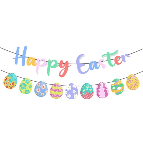 Easter Letter Banner Alphabet Pull Flower Garland for Festive Home Party Decoration and Seasonal Wall Decor Holiday Celebration Supplies