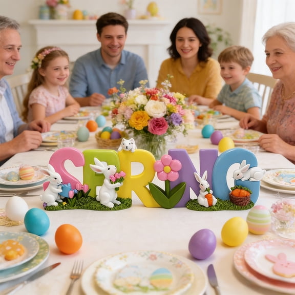 Easter Letter Sign Resin Garden Outdoor Decoration Yard Ornament Easter Themed Multicolor Tabletop Display