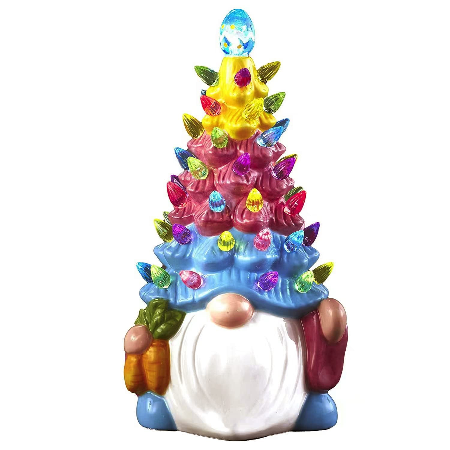 Easter Light Up Ceramic Gnome Tree Decoration,Gnome Tree Easter