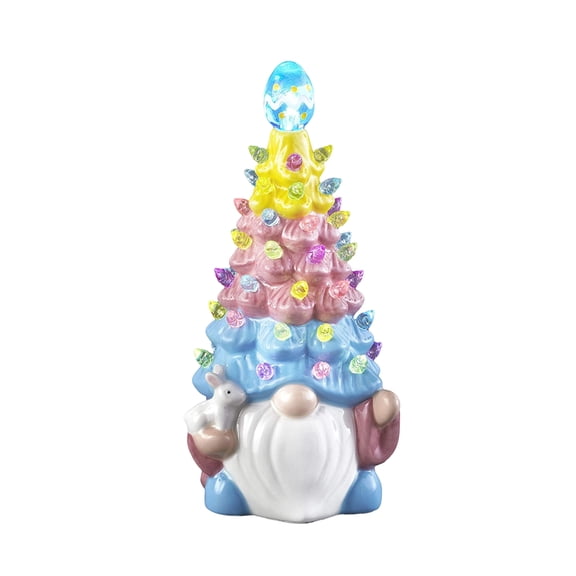 Easter Lighted Faceless Gnome Resin Decor 5.91 Inch for Bedroom Tabletop Spring Holiday Display