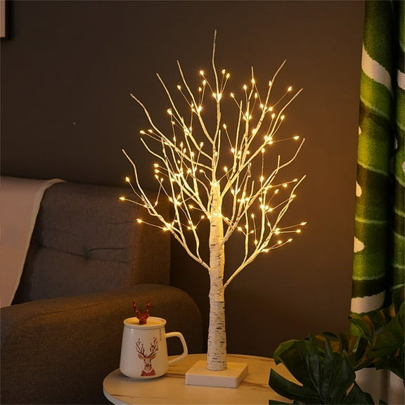 Easter Lighted Tree Decor, Battery and USB Powered LED Birch Tree with Warm White Lights, Spring Home Decor, Party Wedding Centerpiece and Tabletop Decorations