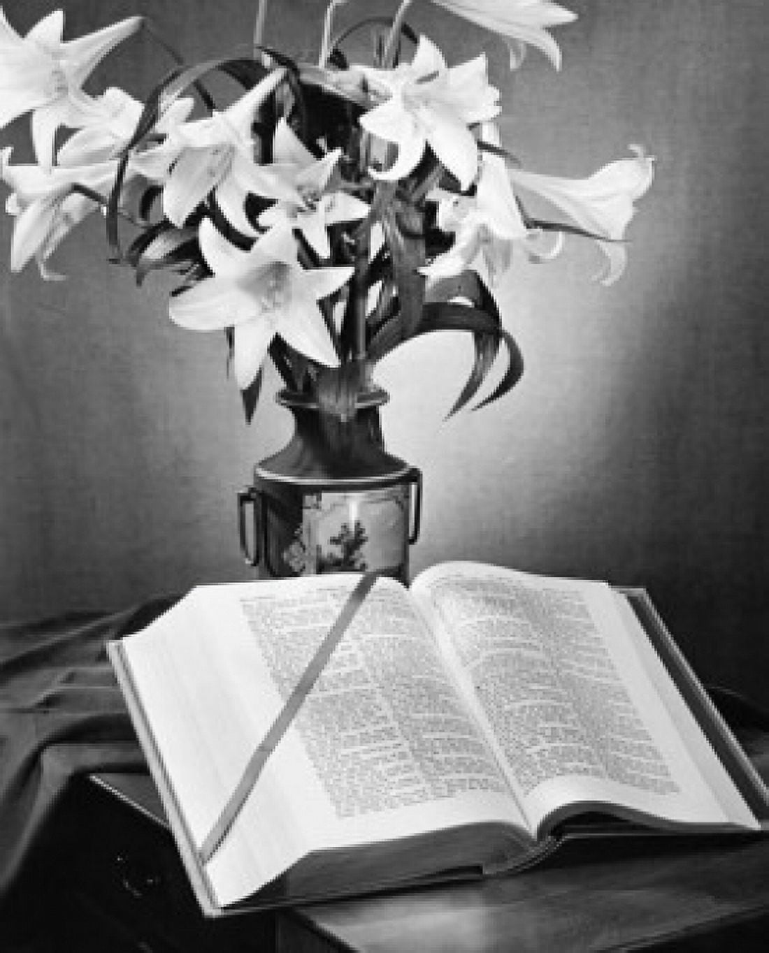 Easter Lilies in a vase and Bible Canvas Art - (18 x 24)