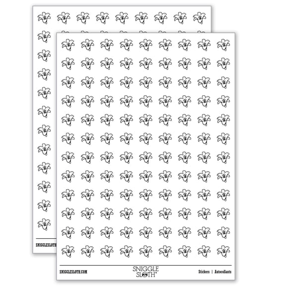 Easter Lily Beautiful Flower 200+ Round Stickers - Matte Finish - 0.50" Size - White