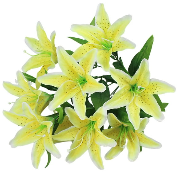 Easter Lily Bouquet 10 Head Lily Bouquet With Stem Flowers Lily Vase Wedding Home Decor Flowers for Easter Party Supplies Easter Gifts 45cm