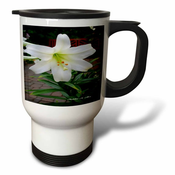 3dRose, Easter Lily Flower - Photography Flowers, 14oz Stainless Steel Travel Mug