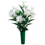 Easter Lily Memorial Bouquet by OakRidge -- Silk Floral Indoor/Outdoor D cor, 23  High