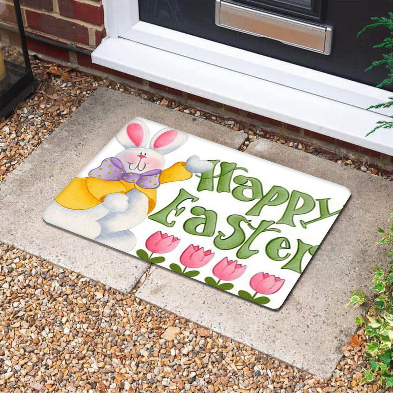 Easter Line Bunny Floor Mat Velvet Happy Easter Floor Mat Velvet Bunny
