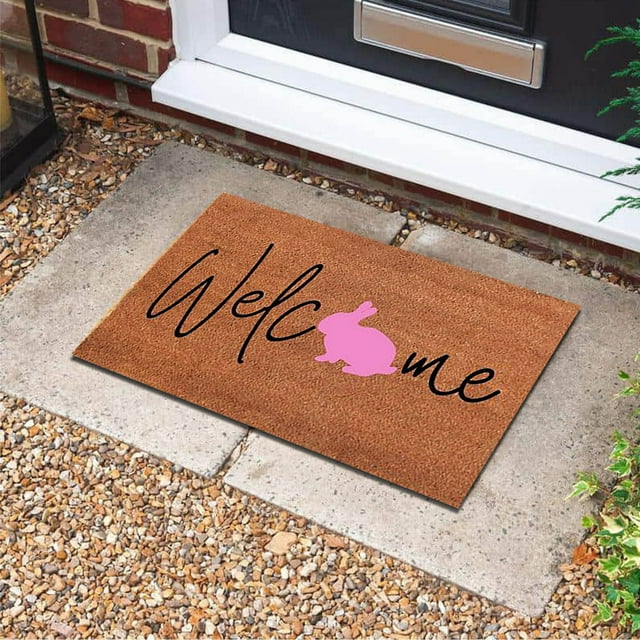 Easter Line Bunny Floor Mat Velvet Happy Easter Floor Mat Velvet Bunny