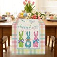 thumbnail image 1 of Easter Linen Table Runner and Placemat Set, Heat Insulation Table Cloth for Kitchen Dining Table, Decorative Table Linen for Easter Party Family Gathering and Holiday Meals, 12.99*70.87in, D, 1 of 5