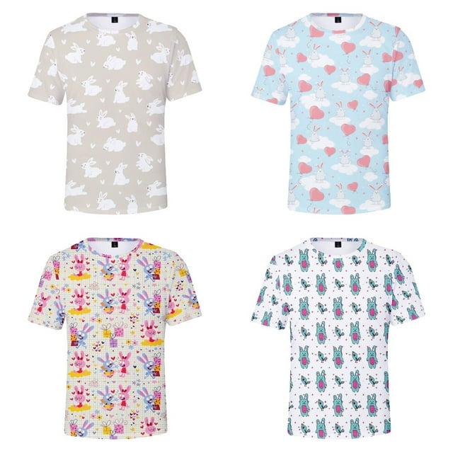 Easter Little Big Boys Girls Shirts Popular Short Sleeve Rabbit Tshirts ...