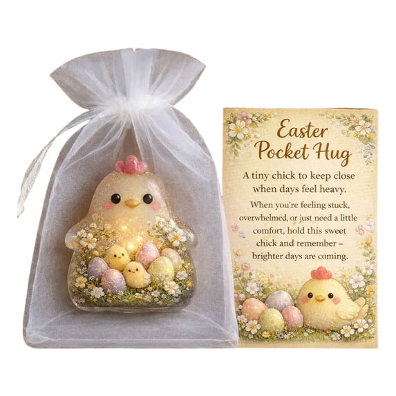 Easter Little Pocket Hug, Rabbit Easter Eggs Pocket Hug Token with Cards and Bags, Pockets Hug Bunny with Encouragement Card, Cute Mini Charm, Emotional Token, Inspirational Gift for Friends