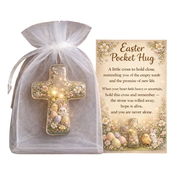 Easter Little Pocket Hug, Rabbit Easter Eggs Pocket Hug Token with Cards and Bags, Pockets Hug Bunny with Encouragement Card, Cute Mini Charm, Emotional Token, Inspirational Gift for Friends