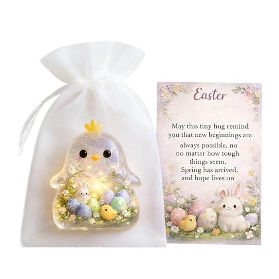 Easter Little Pocket Hug Token,Mini Easter Rabbit with Pocket Hug Cards and Bags, Inspirational Keepsake for Hope Comfort, 2D Acrylic Positive Small Comfort Gift for Friends