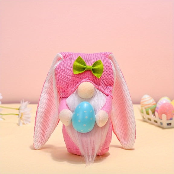 Easter Long Eared Bunny Faceless Doll Decoration, Easter Gift For Family And Friends, Tabletop Ornament For Home Office Shelf And Easter Themed Event Decor