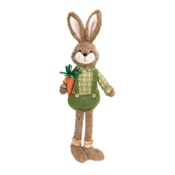 Easter Long Leg Bunny Doll Ornament, Cute Cartoon Rabbit Design, Soft Plush Style Figurine, Easter Bunny Decor, Home Table and Shelf Decor for Spring Holiday Celebration, 9*23in, Green