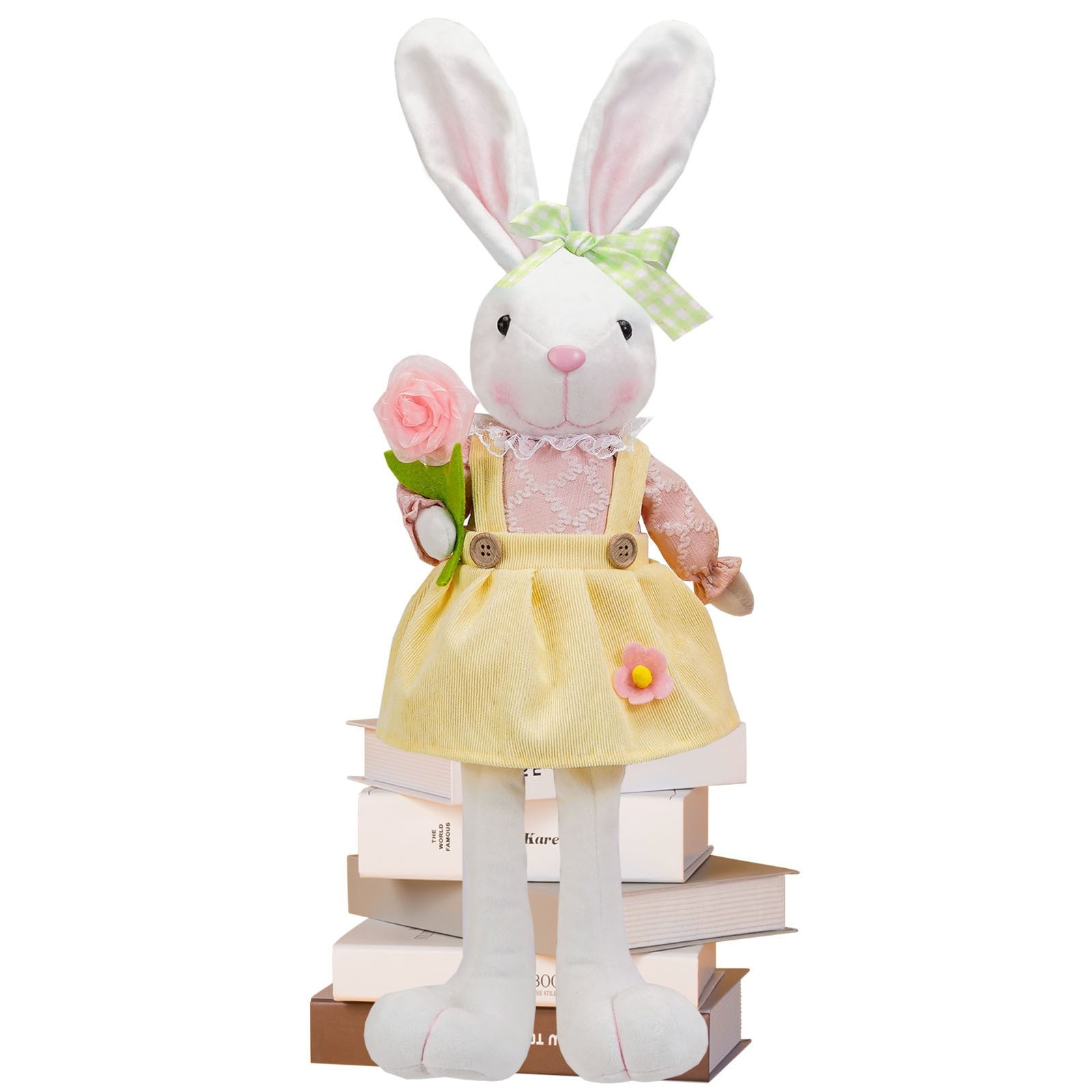 24" Yellow and Pink Plush Easter Bunny Doll