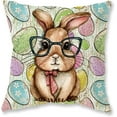 thumbnail image 1 of Easter Lumbar Pillow Cover 12x20 Inch Rabbit Colorful Eggs Decorations Pillows Farmhouse Happy Easter Glasses Rabbits Decor Cushion Case for Sofa Couch Home, 1 of 1
