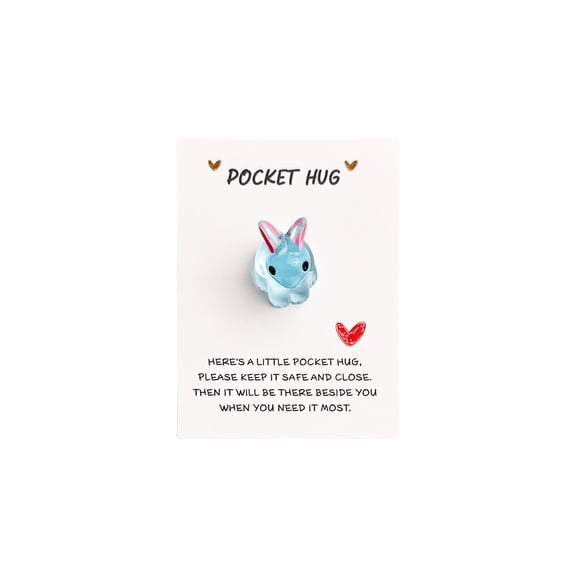 Easter Luminous Bunny Pocket Hug Card Glow in the Dark Mini Rabbit Token with Encouragement Messages for Home Spring Party Gifts