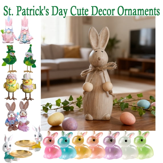 Easter Luminous Doll Decoration, Moss Style LED Figurine for Tabletop Nightstand Shelf Display, Spring Home Accent for Bedroom Living Room Entryway, Seasonal Holiday Decor, HAODEJW