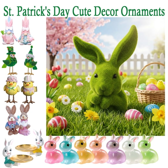 Easter Luminous Doll Decoration, Moss Style LED Figurine for Tabletop or Nightstand, Spring Home Accent for Bedroom Living Room Shelf Display, HAODEJW, Orange