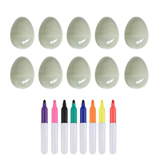 Easter Luminous Plastic Eggs Blank Easter Eggs with Color Pens for