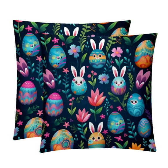 Easter Luxurious Velvet Decorative Pillows Covers - Set of 2 Throw Pillow Covers for Chair, Unique Patterns, 16x16, 18x18, 20x20 Inches for Any Occasion