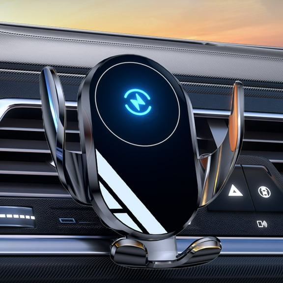 Easter Magnetic Wireless Fast Car Charger Phone Stand Smart Light Sensing Navigation Holder Transparent Pickup Car Mount A6 Auto Interior Accessory Valentine's Day Car Tech Gadget, 3.1*3.9in, Black