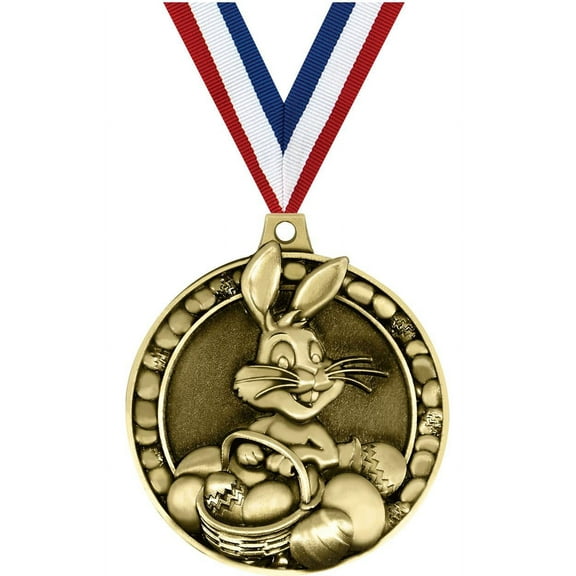 Easter Medals, 2" Gold Diecast Easter Medal Award 5 Pack