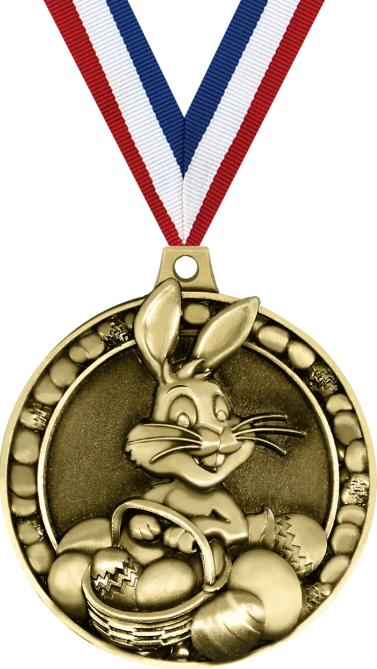Easter Medals, 2" Gold Diecast Easter Medal Award 50 Pack