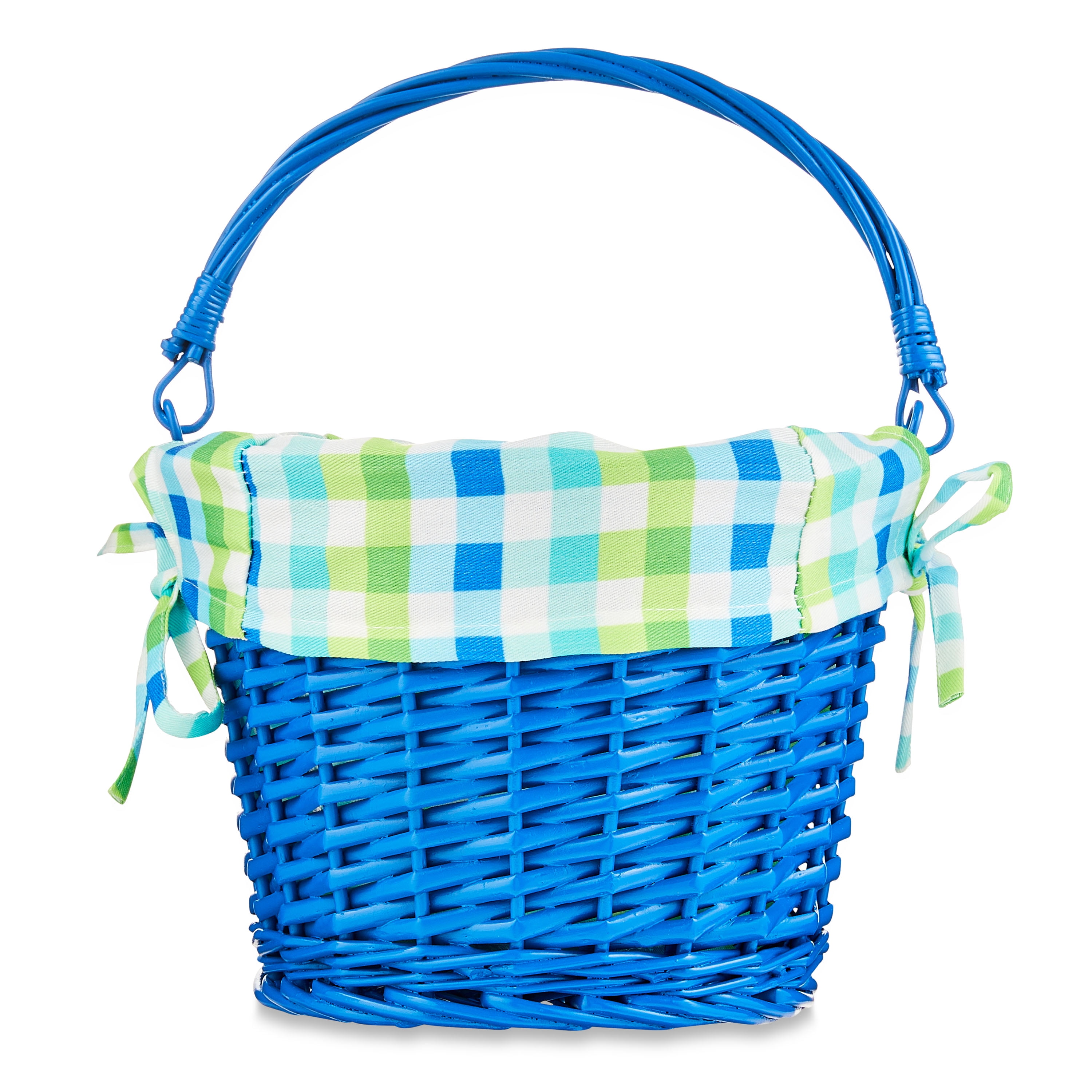 Easter Medium Round Blue Willow Easter Basket with Plaid Liner, by Way