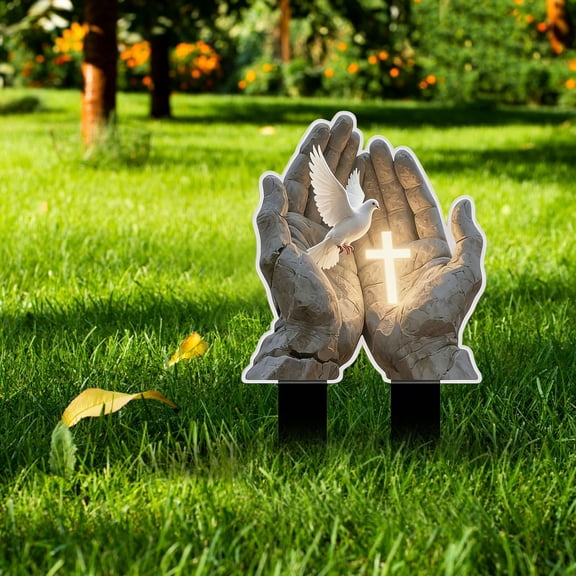 Easter Memorial Garden Stake, Acrylic Waterproof Ground Plug Ornament, Festive Decorative Garden Sign for Courtyard, Lawn & Cemetery, Weather-Resistant Outdoor Easter Decoration, 7.87in, F