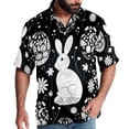 thumbnail image 1 of Easter Men's Hawaiian Short Sleeve Printed Button Down Poplin Casual Summer Beach Shirt, Unisex, 1 of 6