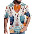 thumbnail image 1 of Easter Men's Short Sleeve Spread Collar Beach Shirts Casual Printed Button Down Unisex Summer Tops, 1 of 6