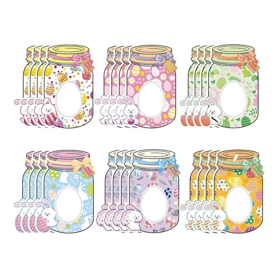 Easter Message in a Bottle Greeting Cards, 24 or 48 Packs with Clear Window for Candies, Bunny Egg Design Party Favors for Kids, Classroom Exchange (24PCS)