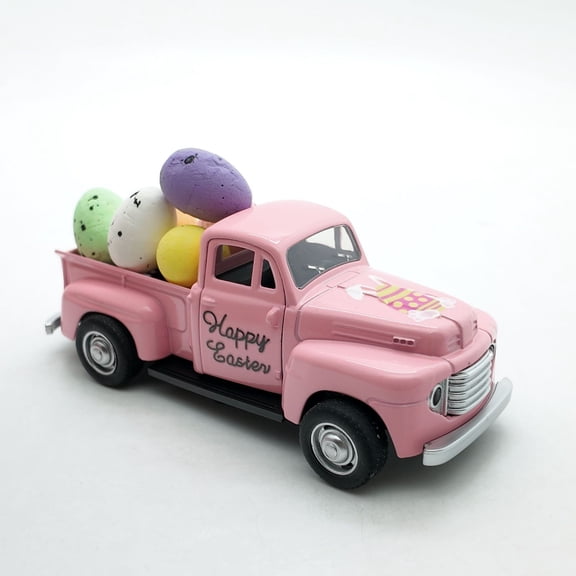 Easter Metal Truck Decor,Spring Easter Metal Truck with 6Pcs Mini Color Eggs Ornaments,Holiday Spring Farmhouse Vintage Pickup Car Decor for Tabletop Centerpiece Home Kitchen Decorations