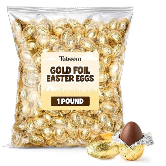 Easter Candy Egg Candy - 1 Pound Milk Chocolate Gold Wrapped Eggs for Easter Baskets, Party Favors & Spring Celebrations