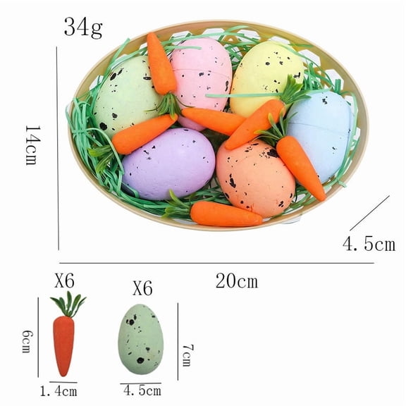 Easter Mini Basket Decoration Set, Foam Egg Bunny Chick Carrot Assortment, DIY Craft Kit for Table Centerpiece Home Party Indoor Easter Festive Arrangement Decor