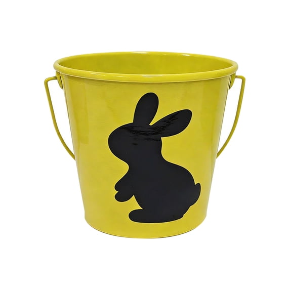 Easter Mini Buckets,Small Metal Rabbit Buckets with Handle – 4.1" Galvanized Bucket Leak Proof & Rust Resistant,Best for Easter Party Décor,Candy Craft,Pencill Holder Classrooms(Yellow)