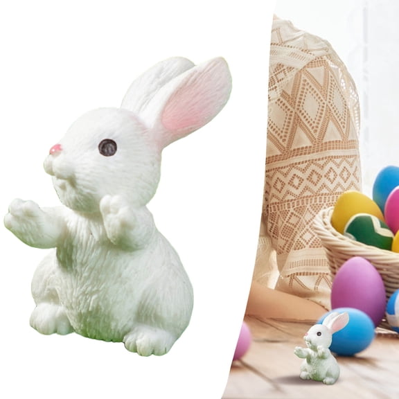 Easter Mini Bunny Figurine, Single Piece Small Rabbit Decor for Fairy Garden, Terrarium, DIY Crafts, Spring Home Decor and Garden Landscaping