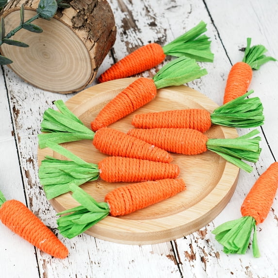 Easter Mini Carrot Decorations, Set Of 8 Home Tray Ornaments For Tabletop Decor, Spring/Housewarming Gift For Living Room Bedroom Office