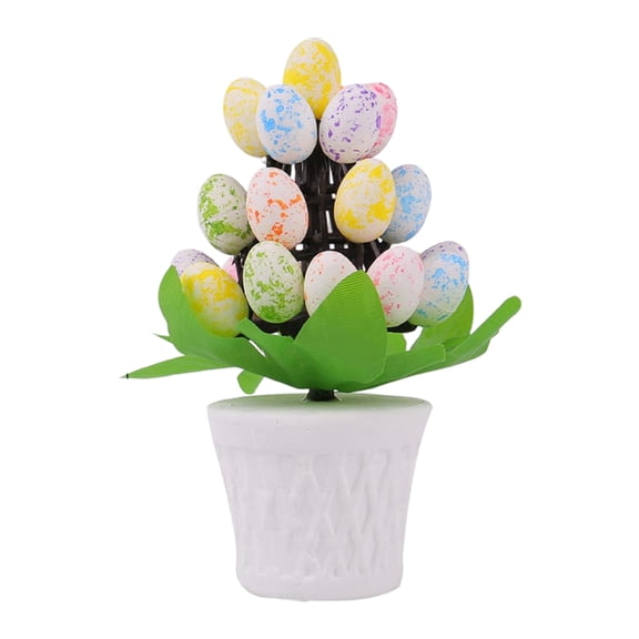 Easter Mini Egg Potted Tree - Colorful Foam Egg Tabletop Decor for Spring Easter Home and Party Display